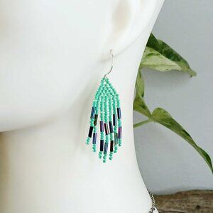 Assorted Small Beaded Fringe Cascade Shoulder Duster Dangle Earrings, 2.5"